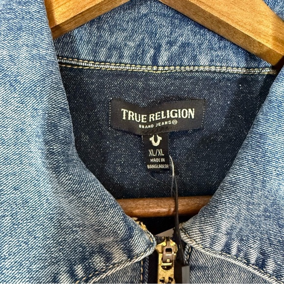 True Religion Blue Denim Overalls Shorts Classic Medium Wash, Womens XL - Picture 7 of 8